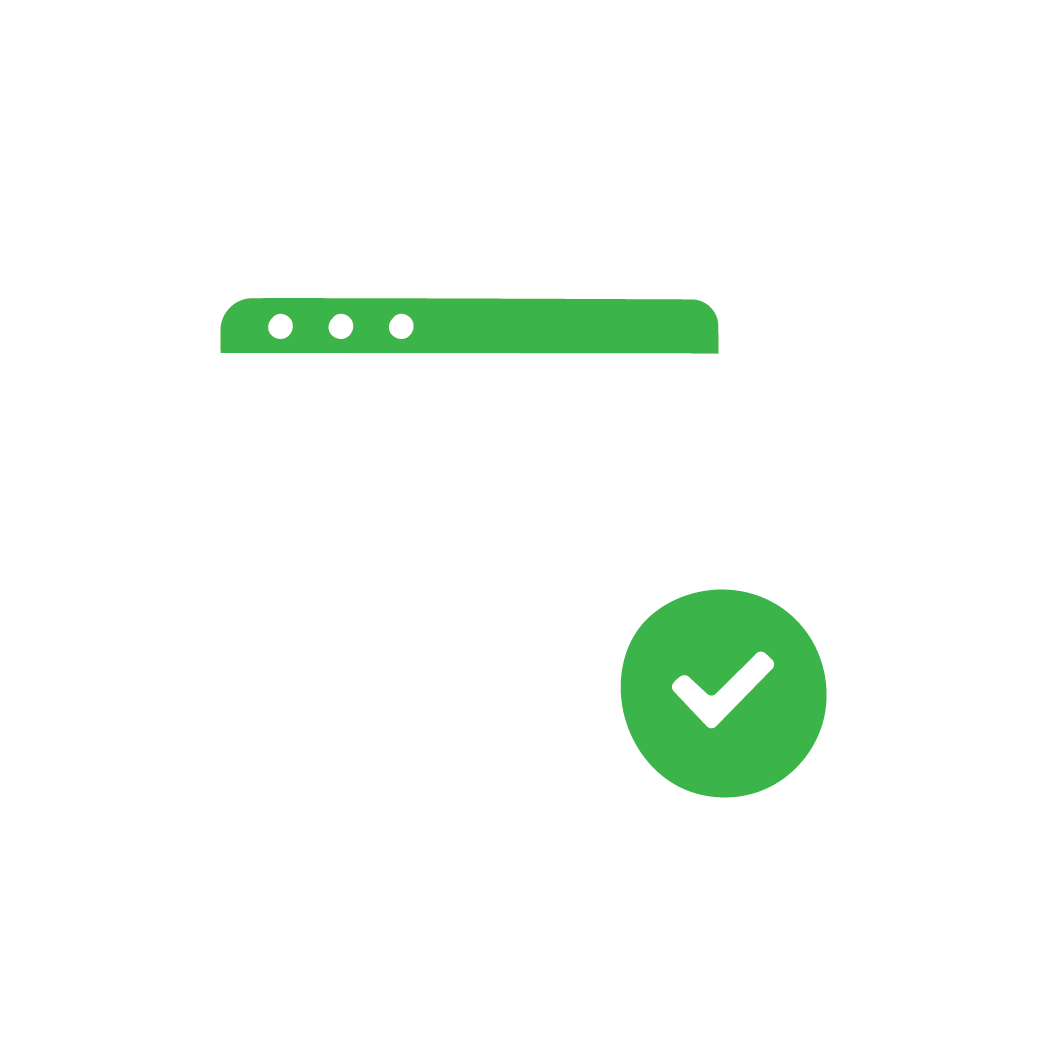 A web coding window with a checkmark