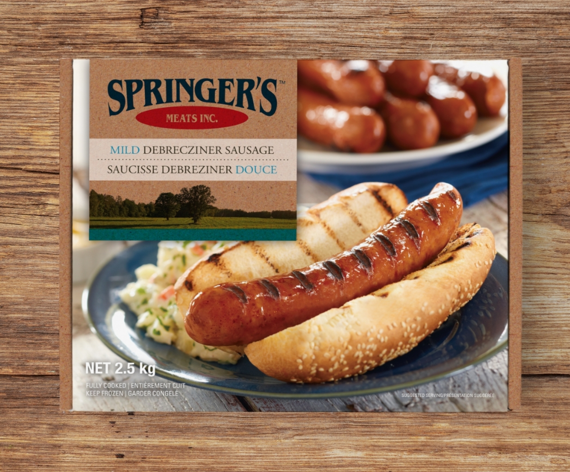 A box of Springer's mild sausage packaging design