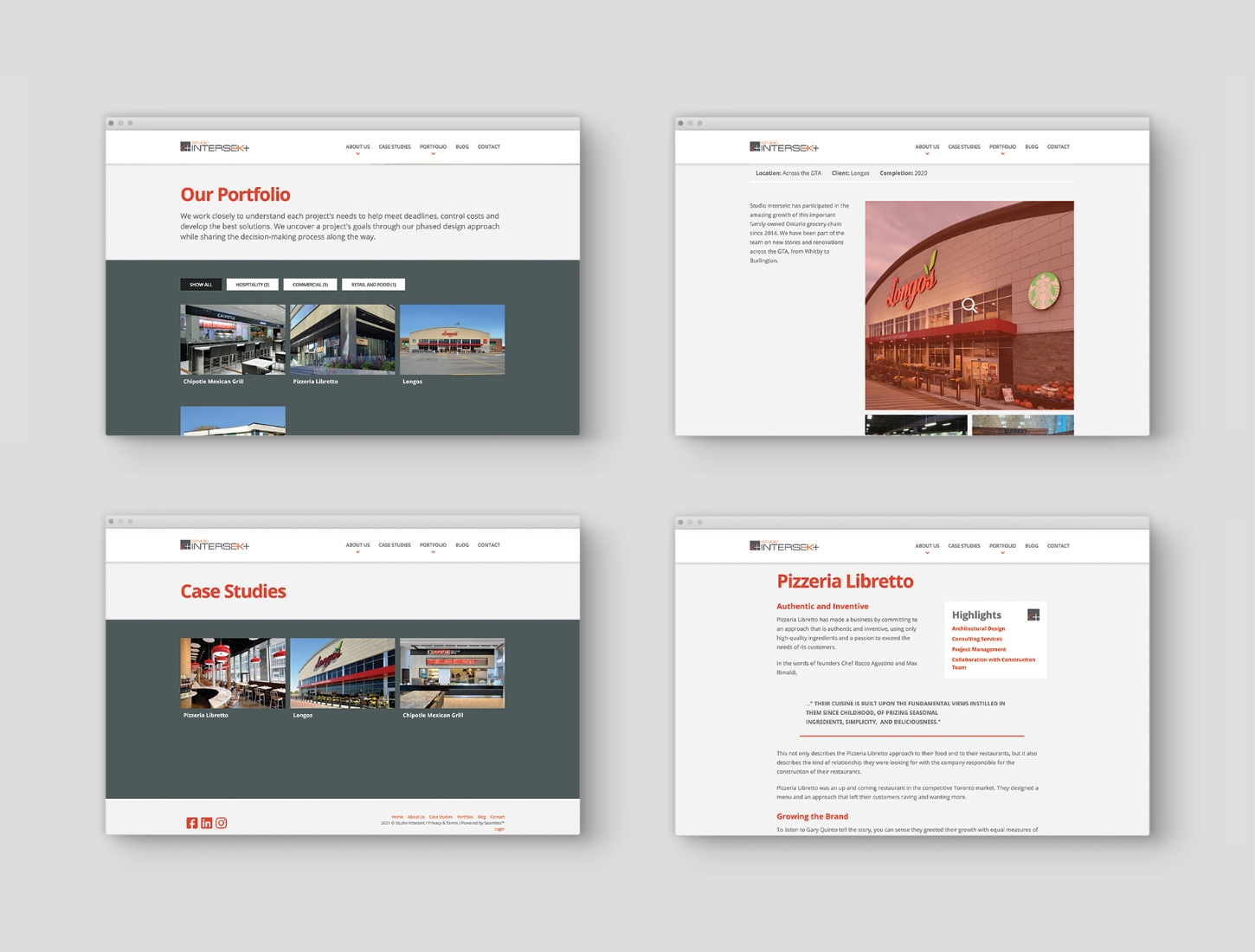 Collage of Intersekt web pages design