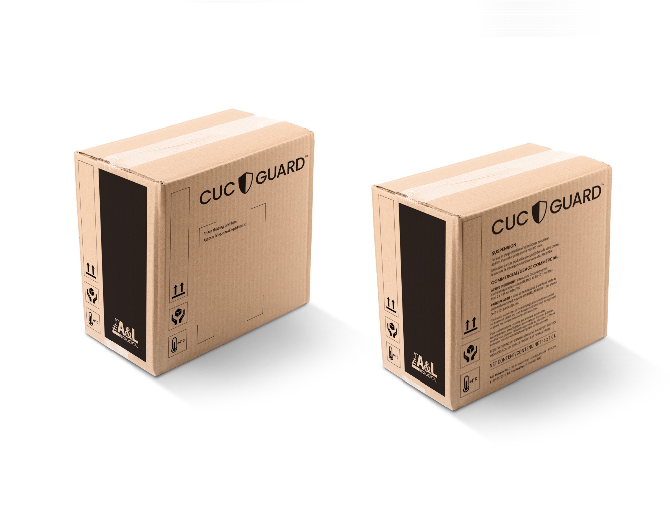 Two shipping boxes for the Cuc-Guard bottles