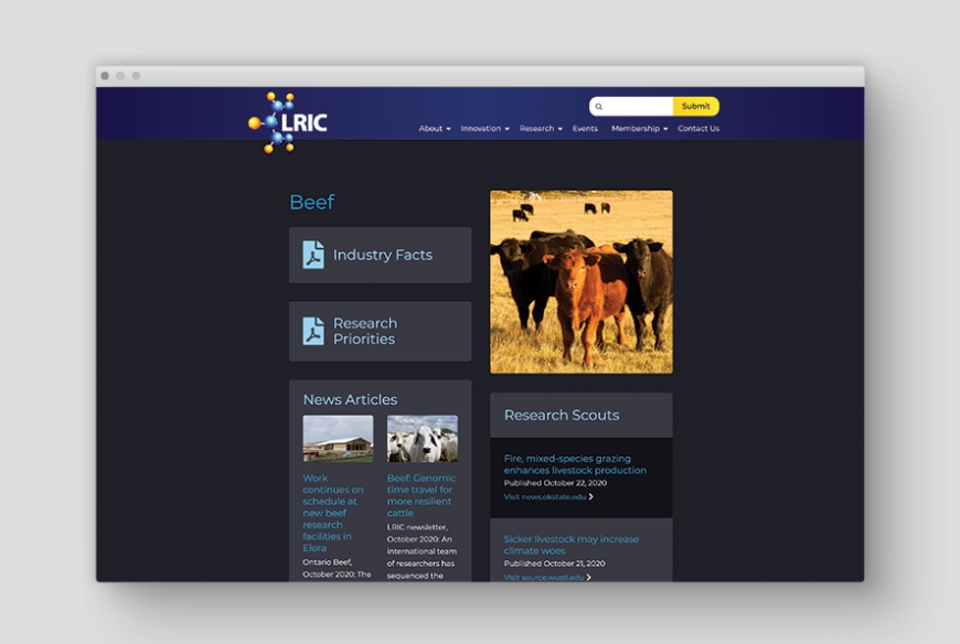 LRIC website design beef page_