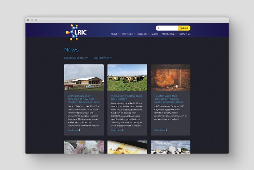LRIC website design news page