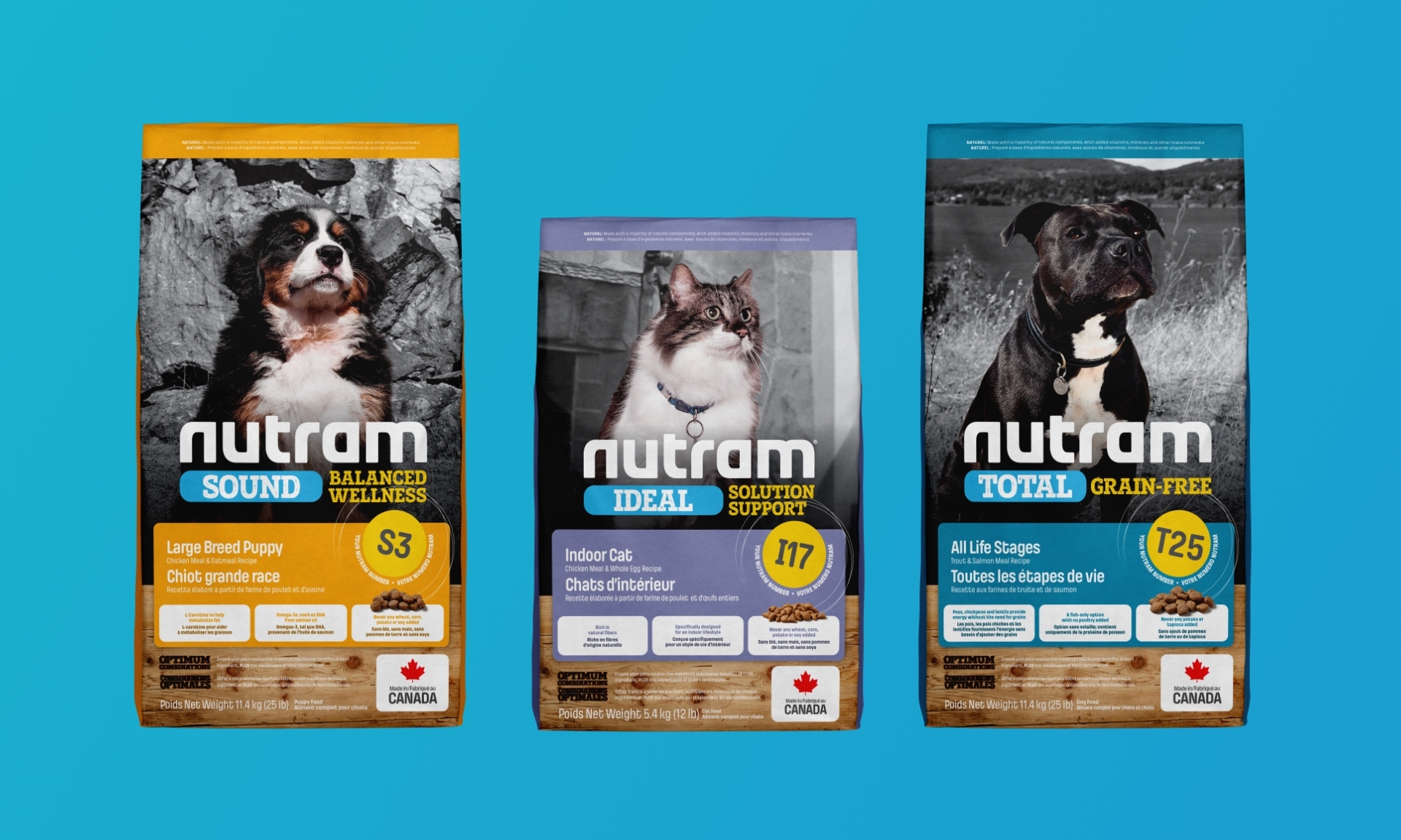 Nutram pet food product packaging designs