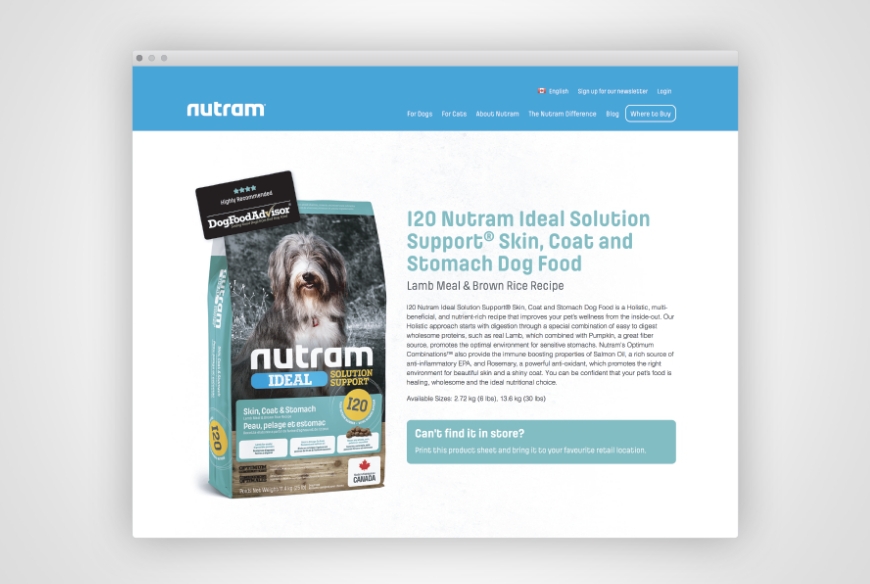 Nutram website product page